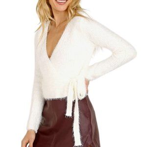 ASTR the Label Fuzzy-Wrap Sweater in Ivory - Size L